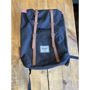 Herschel Backpack - Black / Leather Buckle Straps / Good Condition / Rare‎